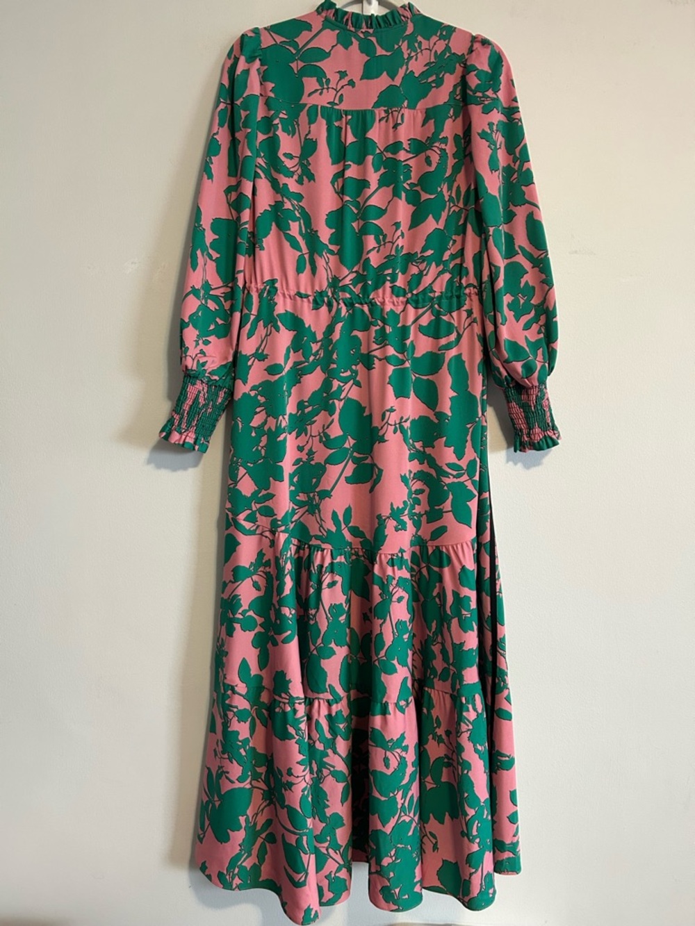 ME+EM Leaf-print Tiered Maxi Dress Pink and Green - Picture 6 of 14